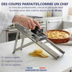 Mandoline Inox Professionnelle avec Chariot 3 & 10 mm - Louis Tellier
