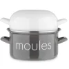 Marmite à moules grise et couvercle blanc - BAUMALU