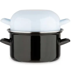 Marmite à moules noire et couvercle bleu - BAUMALU