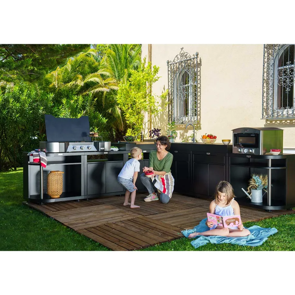Meuble Cuisson arrondi Droite 80 x 55 cm Noir - LE MARQUIER