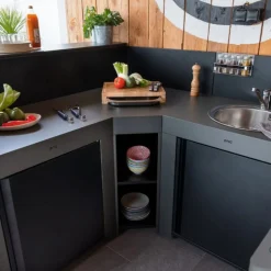 Meuble d'Angle pour Cuisine Extérieure Gris Cargo - ENO