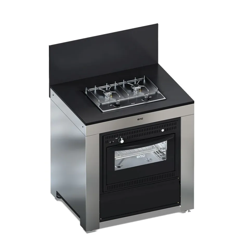 Meuble de Cuisson + Four Noir Inox - ENO