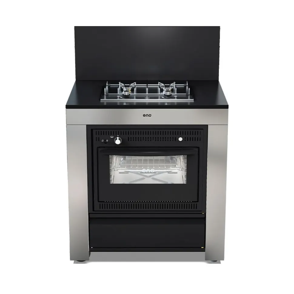 Meuble de Cuisson + Four Noir Inox - ENO