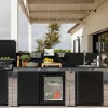 Meuble FELIX 120 cm Noir Inox avec Réfrigérateur - ENO