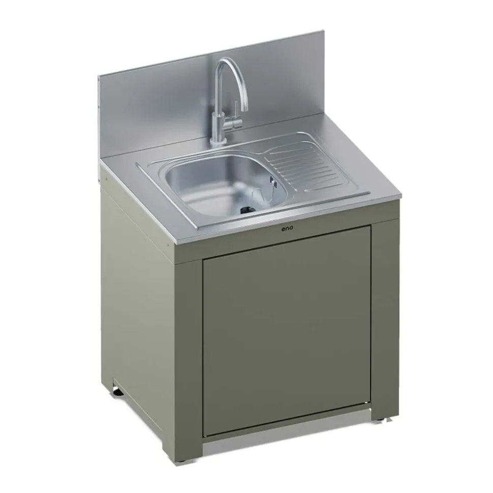 Meuble Évier avec Égouttoir 80 cm Vert Sauge - ENO