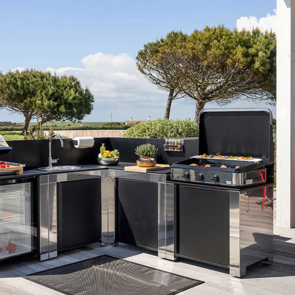 Module Plancha Surbaissé 80 cm Noir Inox - ENO