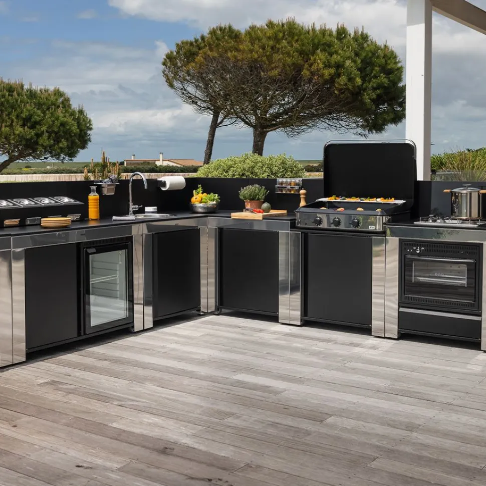 Module Plan de Travail 80 cm Noir Inox - ENO