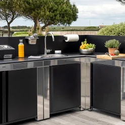 Module Évier 80 cm Noir Inox - ENO