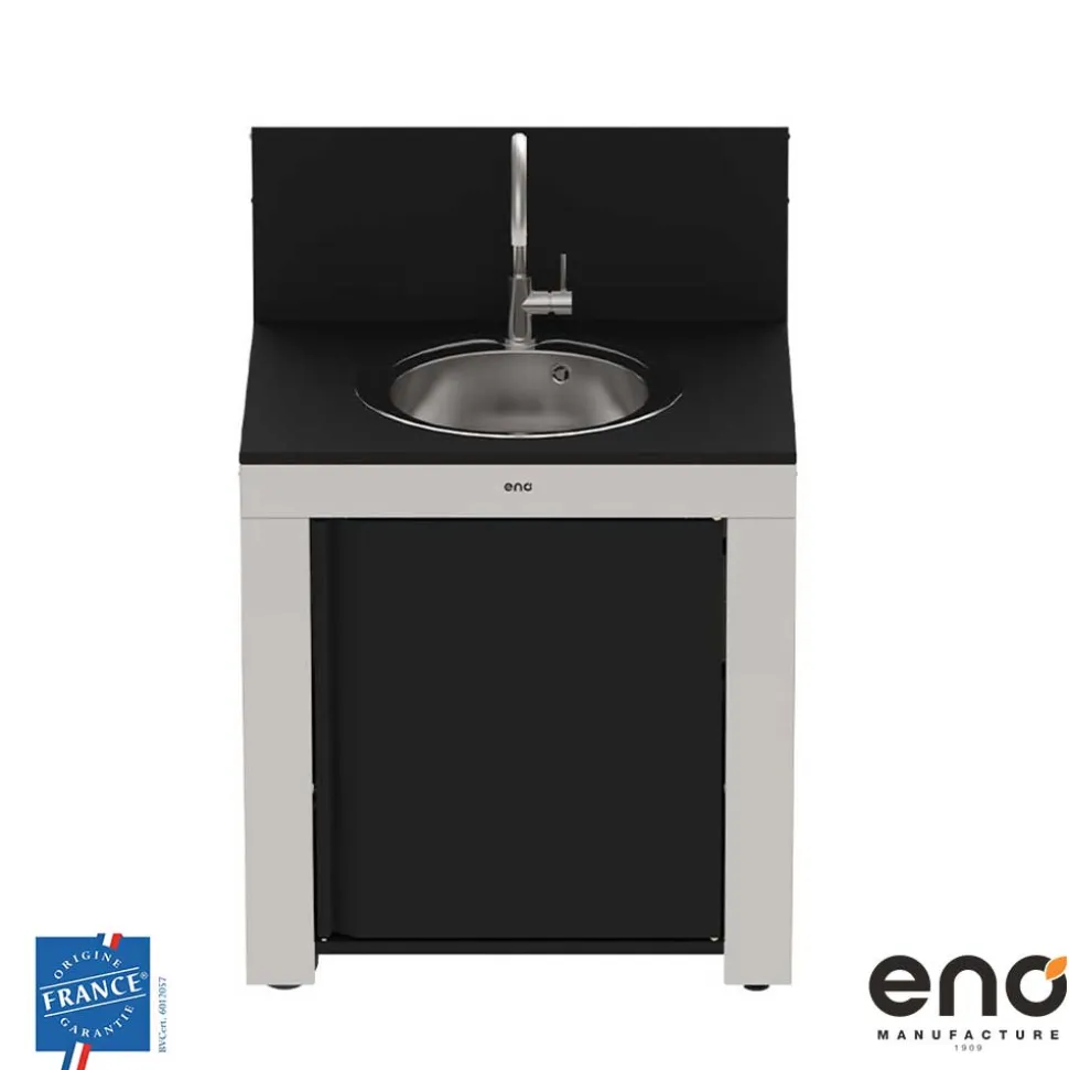Module Évier 80 cm Noir Inox - ENO