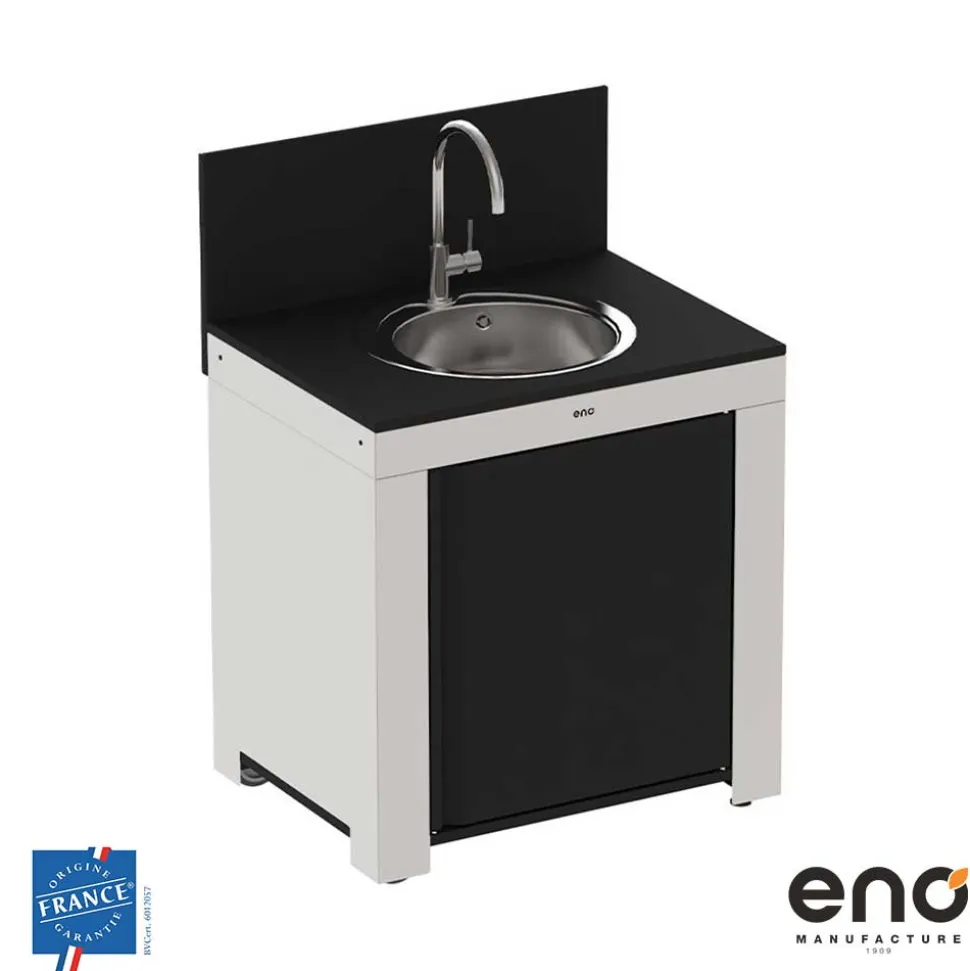 Module Évier 80 cm Noir Inox - ENO