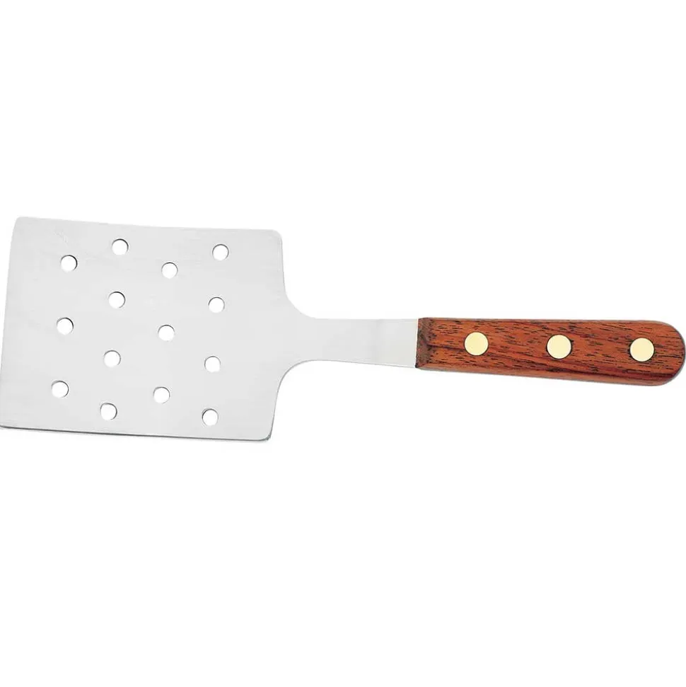 Pelle spatule à trous inox manche en bois Plancha ou BBQ - Au Nain