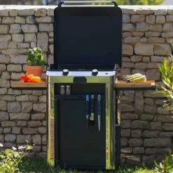 Plancha Gaz Fusion 60 sur Chariot Inox et Noir - ENO