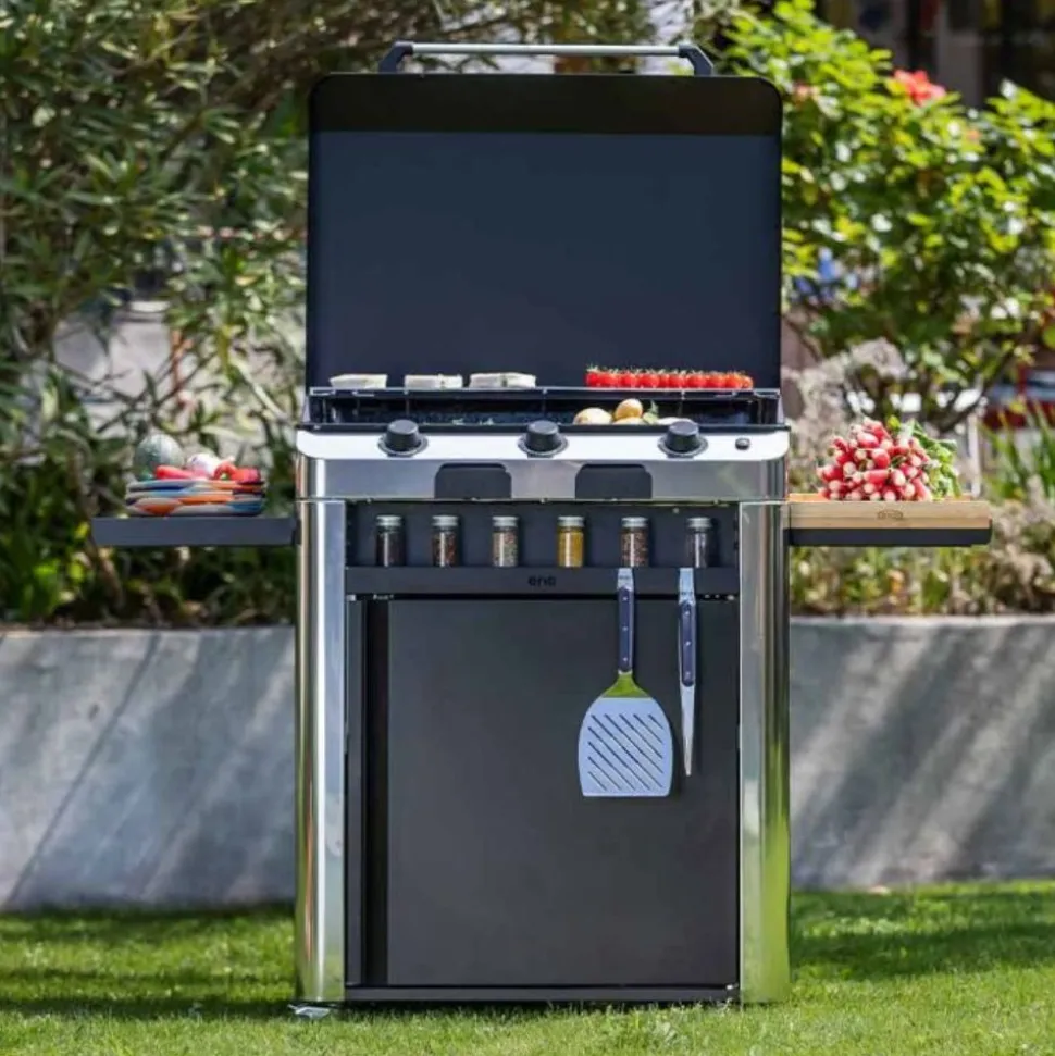 Plancha Gaz Fusion 75 sur Chariot Inox et Noir - ENO