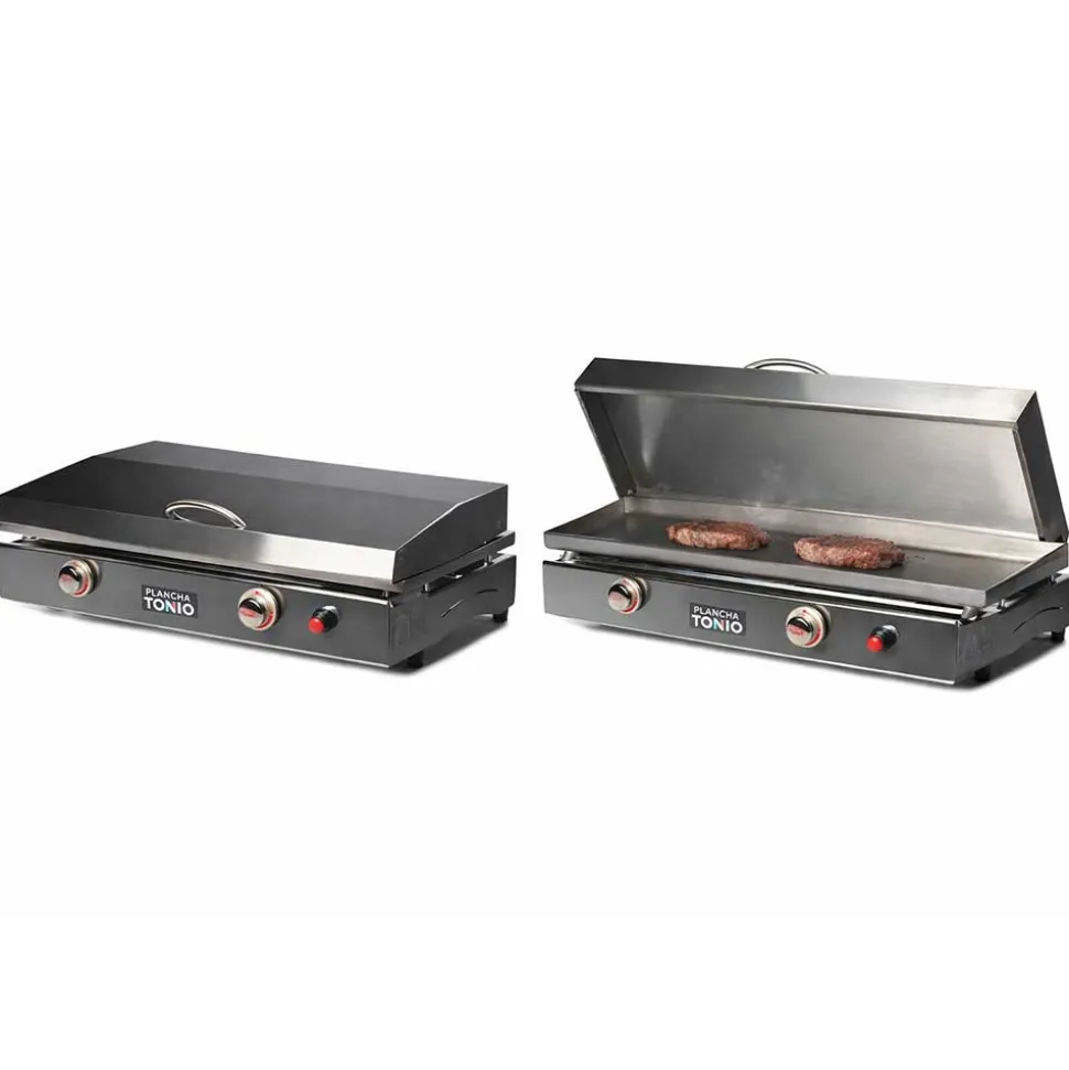 Plancha gaz inox LAGOA 2 feux avec Couvercle - PLANCHA TONIO