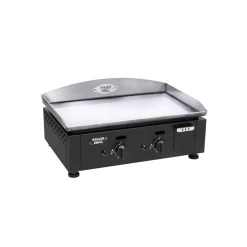 Plancha gaz plaque inox noir 2 brûleurs - ROLLER GRILL