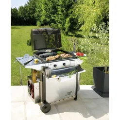 Plancha électrique inox 60 avec chariot et accessoires - ROLLER GRILL