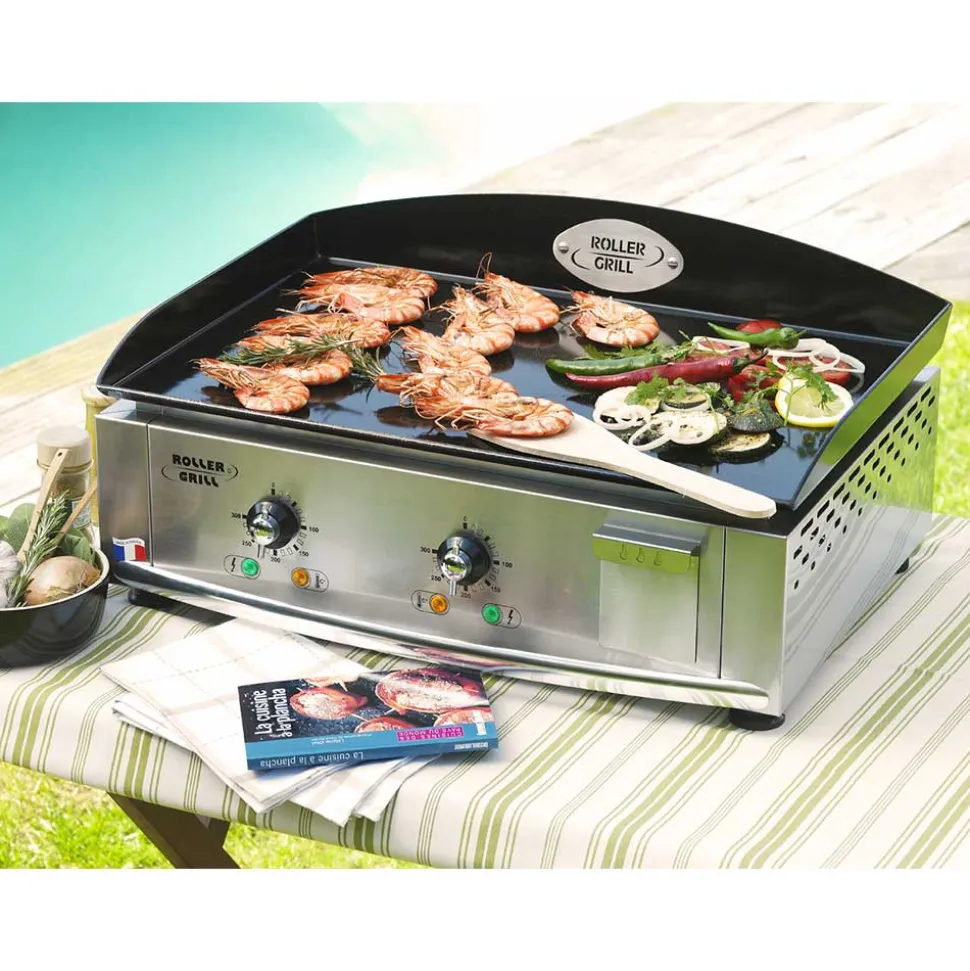 Plancha électrique inox 60 plaque acier émaillé - ROLLER GRILL