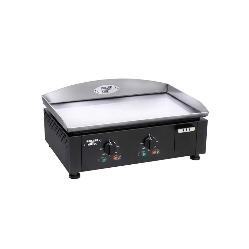 Plancha électrique plaque inox noir 2 résistances - ROLLER GRILL