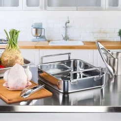 Plat rectangulaire four inox brillant 30 cm - CRISTEL