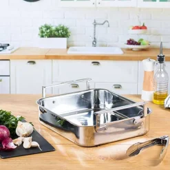 Plat rectangulaire four inox brillant 30 cm - CRISTEL