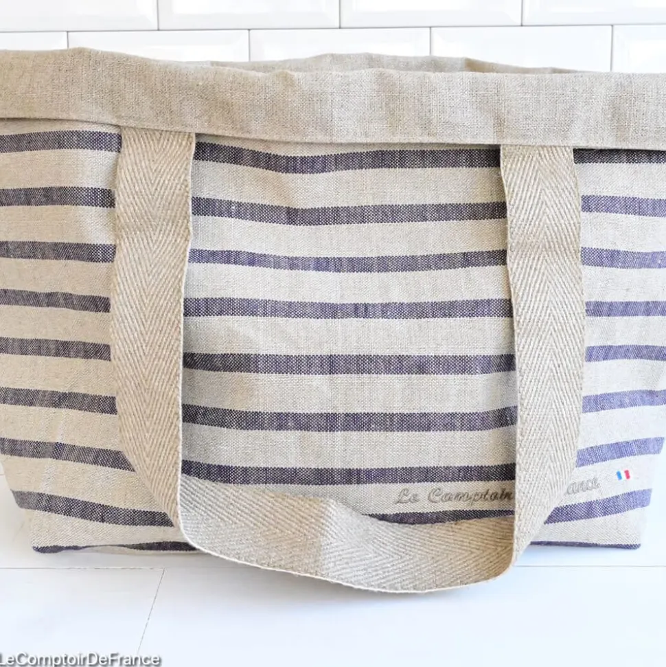Sac marinière bleu en Lin réversible - Charvet Editions