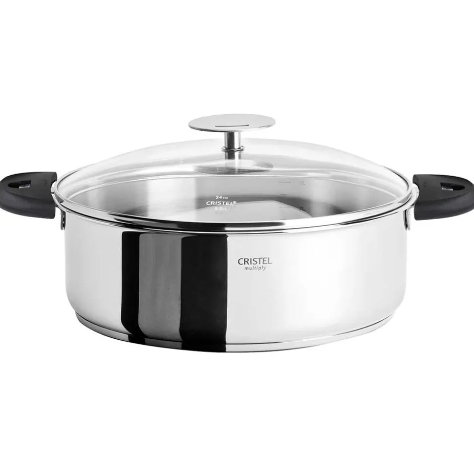 Sauteuse inox Casteline 24 cm avec 2 anses et couvercle - CRISTEL