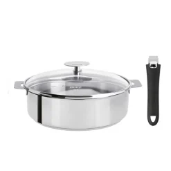 Sauteuse Mutine 24 cm amovible avec poignée noire et couvercle - CRISTEL