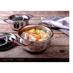 Set "tête-à-tête" avec 2 mini faitouts inox et couvercles Castel'pro - CRISTEL