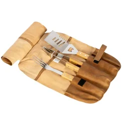 Set ustensiles de cuisson Barbecue Plancha Braséro Cuir - JUNTO