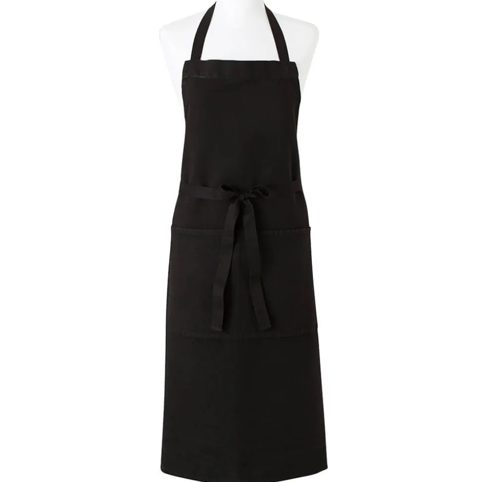 Tablier Coton Lin Maitre d'Hotel Noir 102 x 92 cm - Charvet Editions
