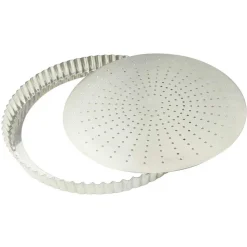 Tourtière cannelée perforée en fer blanc 28 cm - GOBEL
