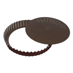 Tourtière ronde cannelée perforée antiadhérente 28cm - GOBEL